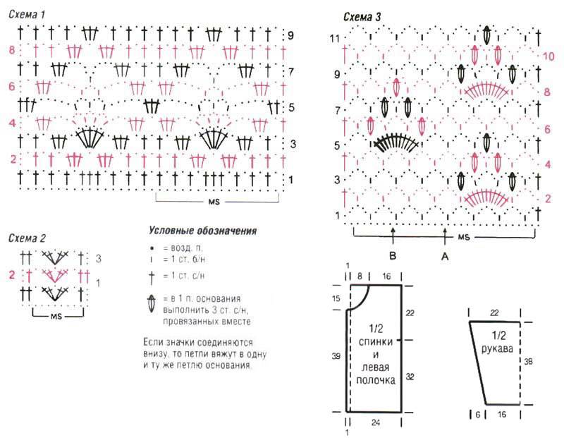 Схемы крючком для кофты для тонкой нити