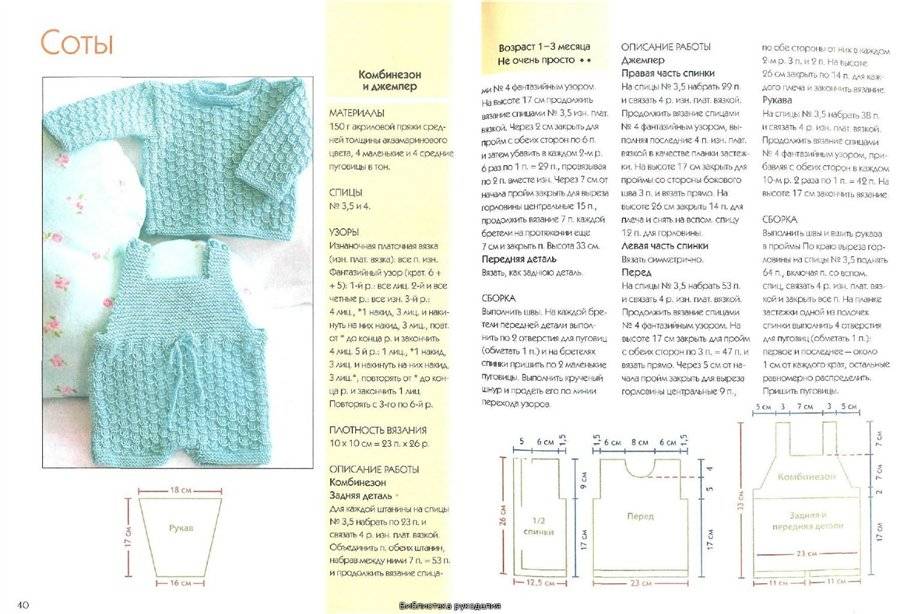 Вязаные комбинезоны для новорожденных - описание схемы вязания, фото идеи, полезные советы