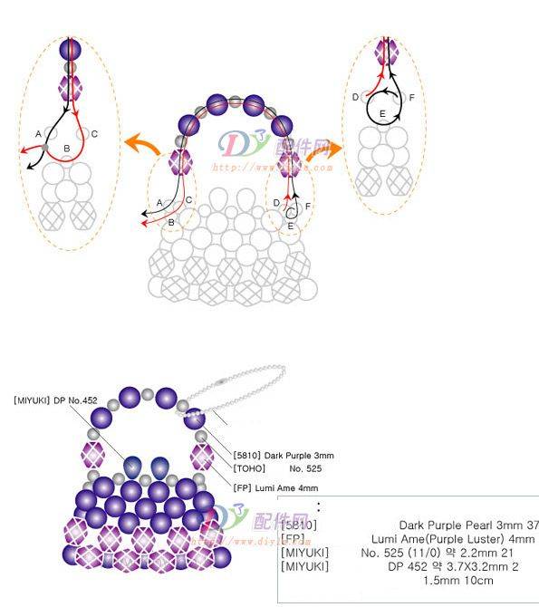 Схема плетения сумки из бисера