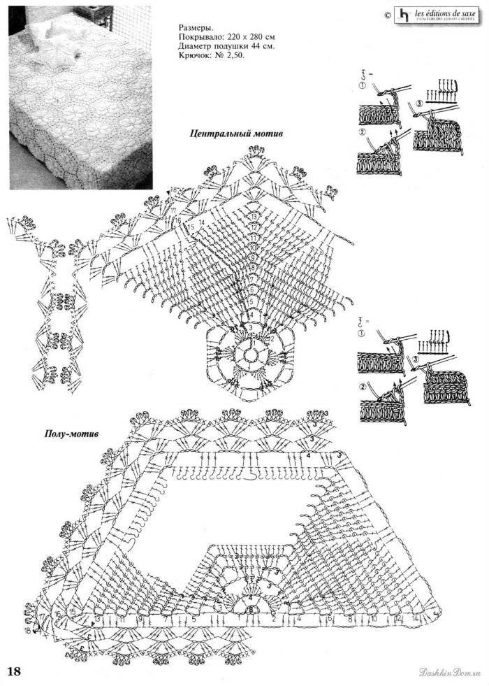 Покрывало крючком схемы на кровать вязание крючком