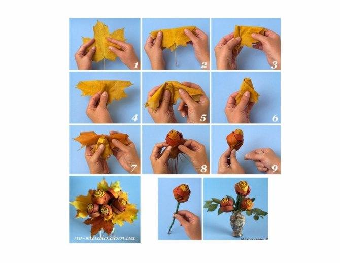 Аппликация из листьев: животные, солнышко, осеннее дерево, ваза, девушка и листопад