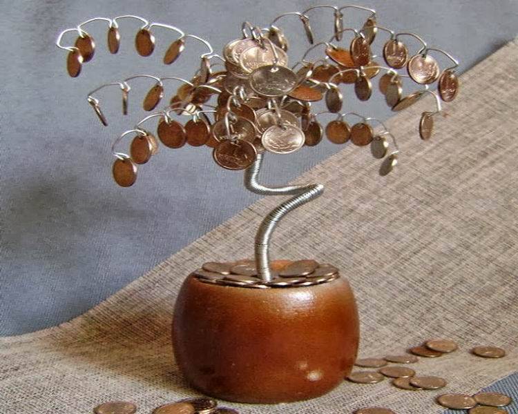 Денежное дерево из монет, купюр и бисера (мастер-класс)