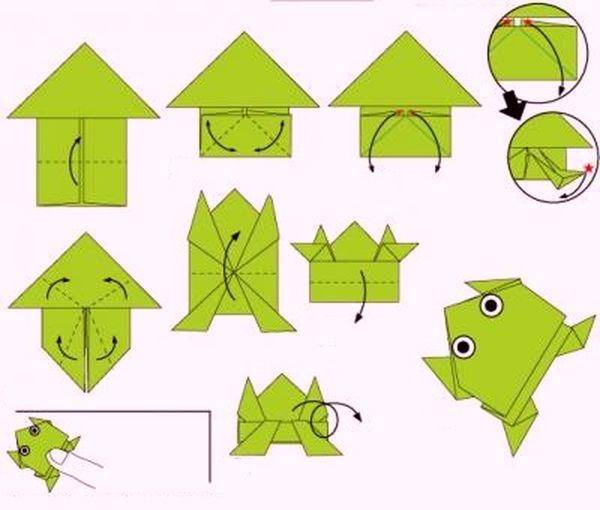 Оригами лягушка пошагово своими руками: легкий мастер-класс, как сделать лягушку, которая прыгает + фото схем из бумаги