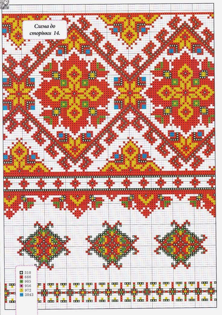 Схема вышивки крестом Сборник русских и украинских узоров для вышивания крестом