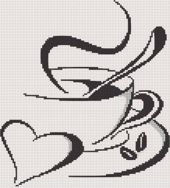 Схема вышивки кофейная тема. вышивка ароматных чашек кофе с примерами схем