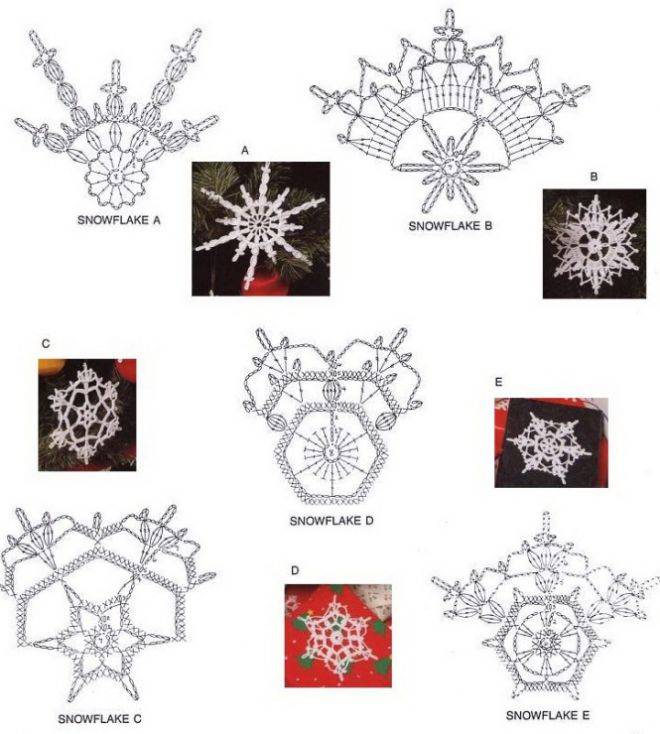Снежинки связанные крючком со схемами и описанием