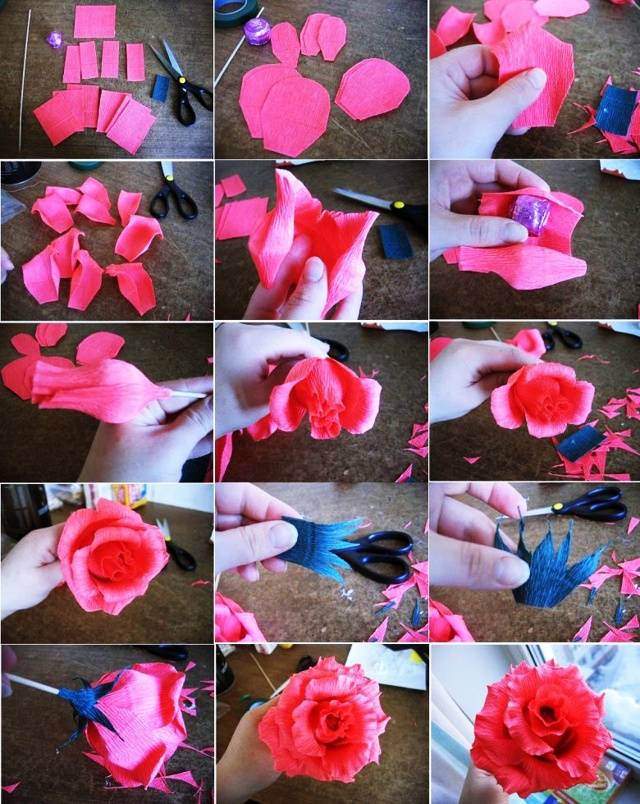 Цветы из гофрированной бумаги своими руками