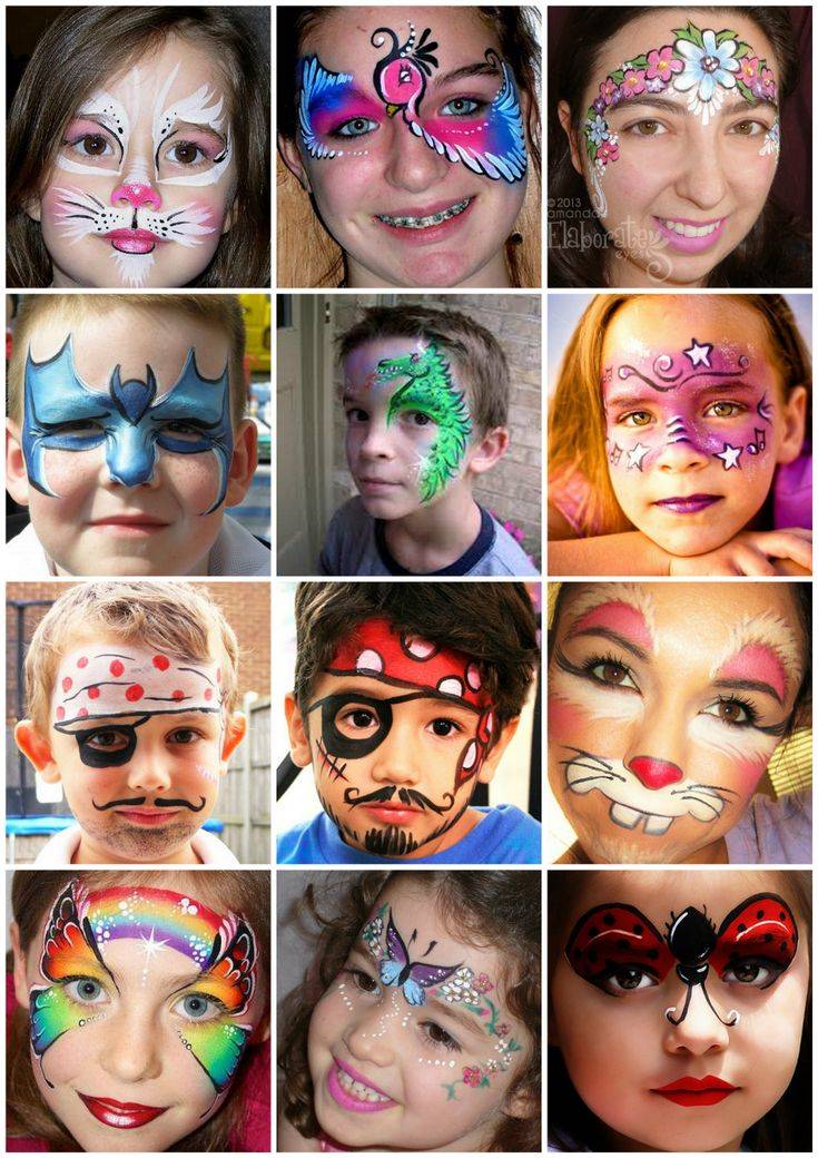 Рисунки на лице для детей. краски, советы, детские предпочтения
