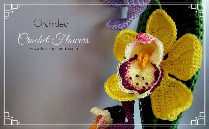Орхидея крючком в технике тунисского вязания - творим - не ленимся!
