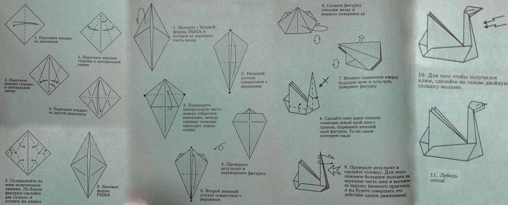 Оригами из бумаги схемы лебедя