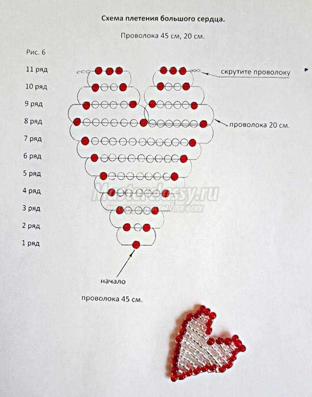 Схема сердца из бусин