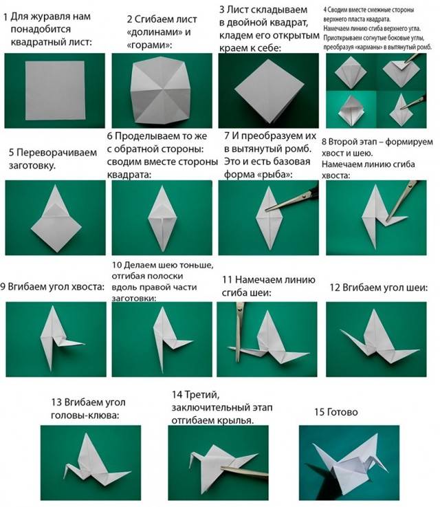 Журавлик оригами из бумаги, инструкция, схема, видео