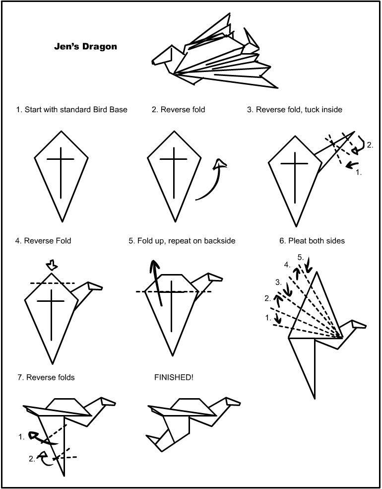 Схема простая оригами дракон