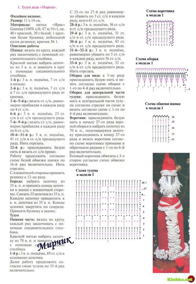 Дед мороз крючком схема и описание