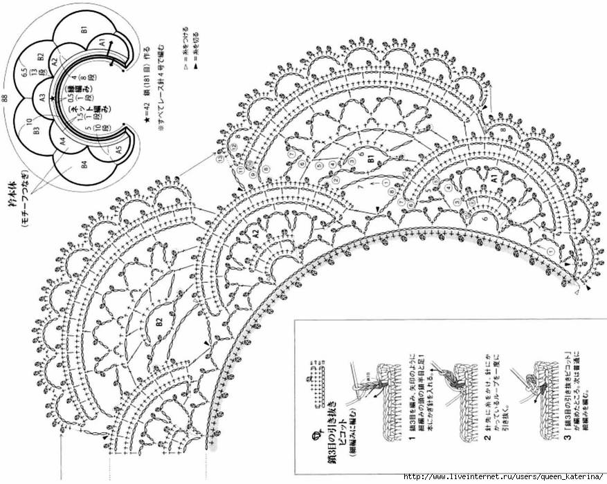 Ажурный воротничок крючком схема
