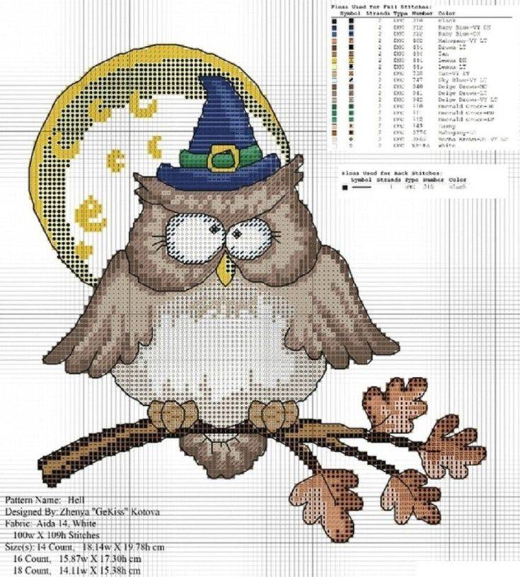 Вышивание крестиком схемы совы