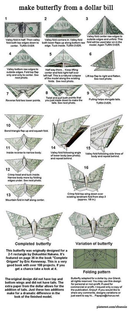 Оригами из денег: как сделать бабочку, сердце и рубашку с галстуком своими руками