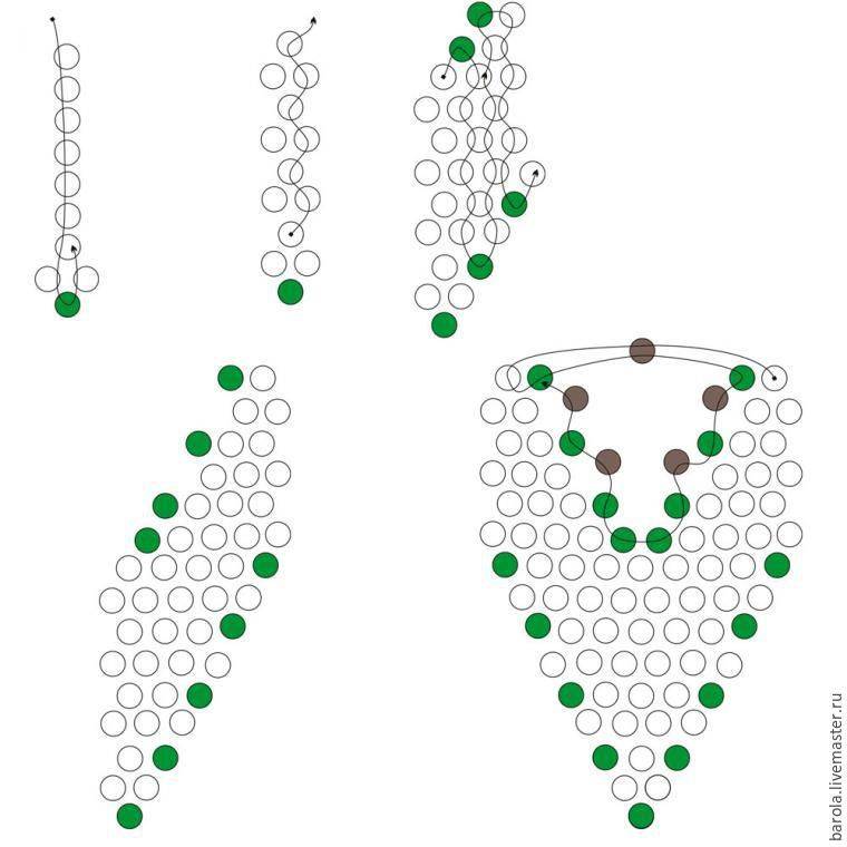 Листик из бисера схема