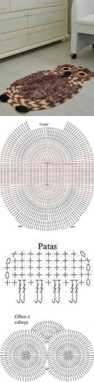Сова коврик крючком схема и описание