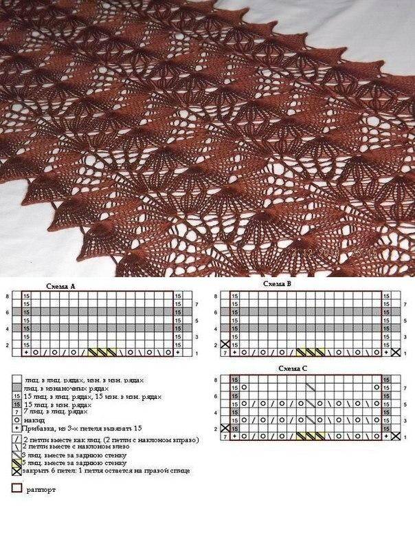 Вязание спицами шали палантины схемы и описание