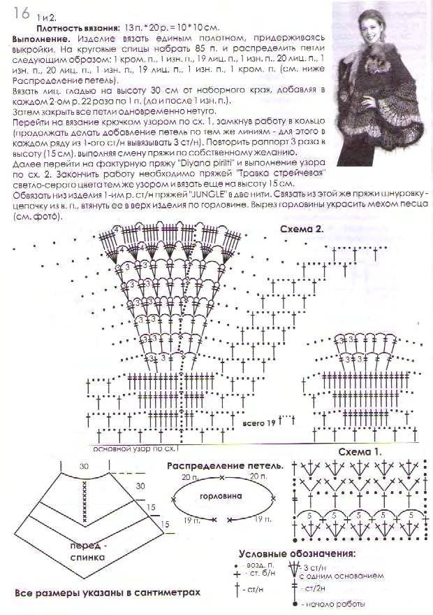 Вязаное пончо крючком схемы и описание