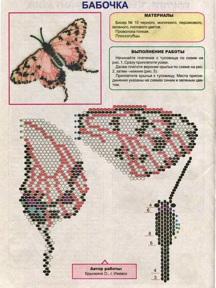 Как плести из бисера бабочку схема