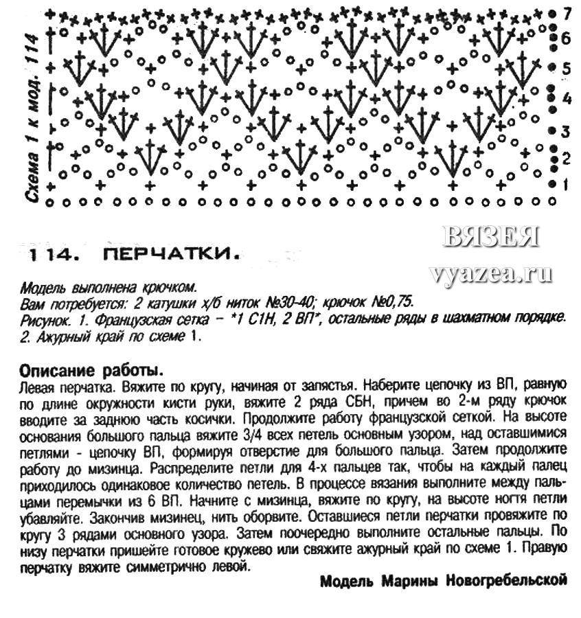 Ажурные перчатки спицами схемы и описание