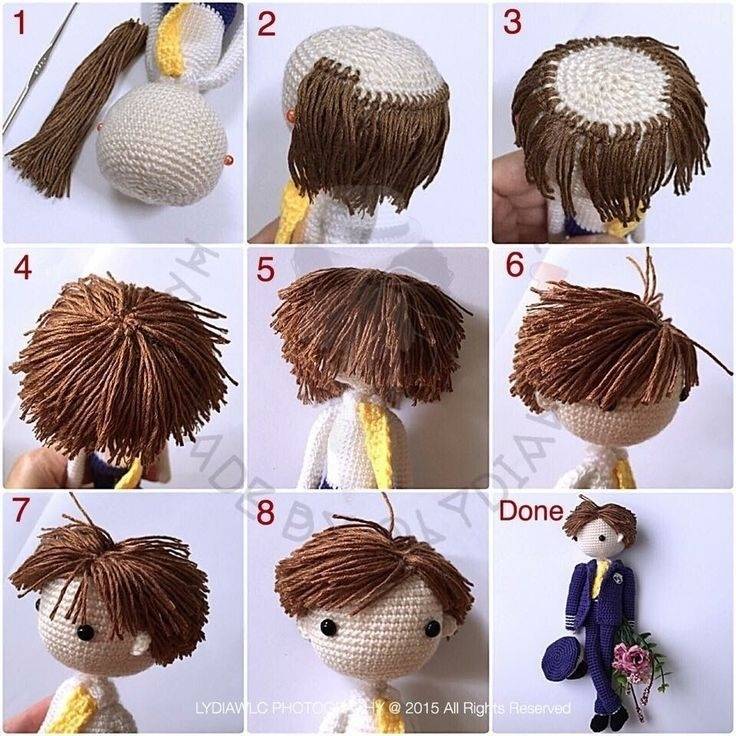 Как сделать волосы кукле из ниток или пряжи