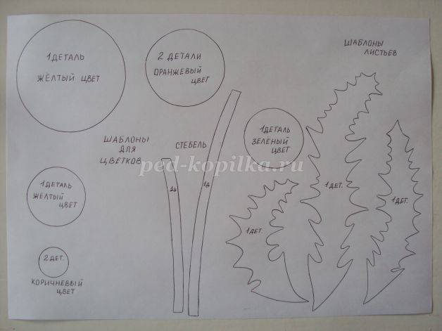 Лист одуванчика рисунок шаблон для вырезания