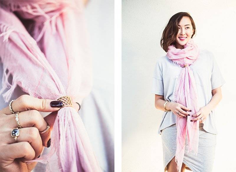 Как красиво повязать шарф - на платье, футболку или куртку (50 фото)