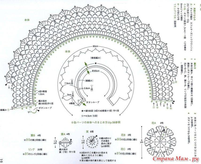 Воротники крючком схемы японские