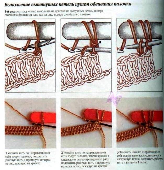 Вязание мочалок крючком с вытянутыми петлями