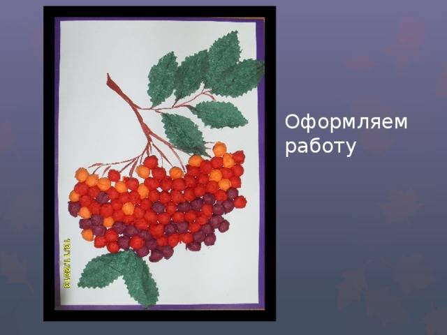 Аппликация ветка рябины из салфеток: пособие для воспитателя