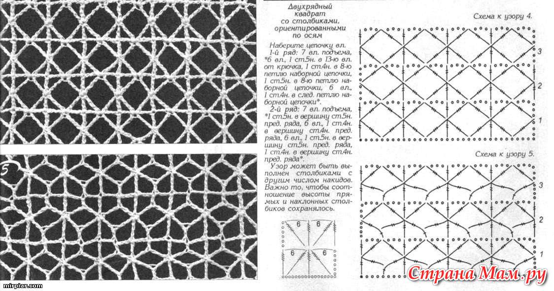 Узор филейная сетка крючком схема и описание