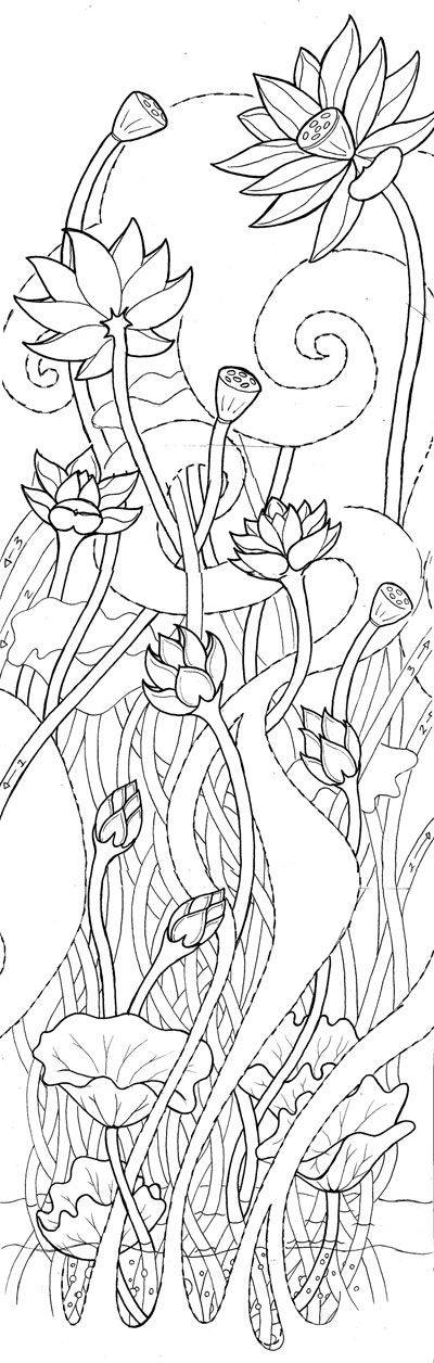 Эскизы для батика, шаблон цветка для начинающих
