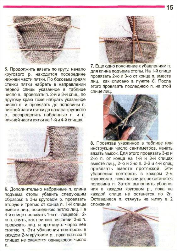 Как вязать носки спицами для начинающих - вяжем на 5 спицах пошагово с подробным описанием