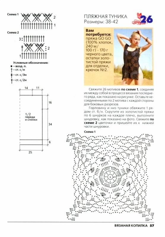 Пляжное платье сетка крючком схемы и описание