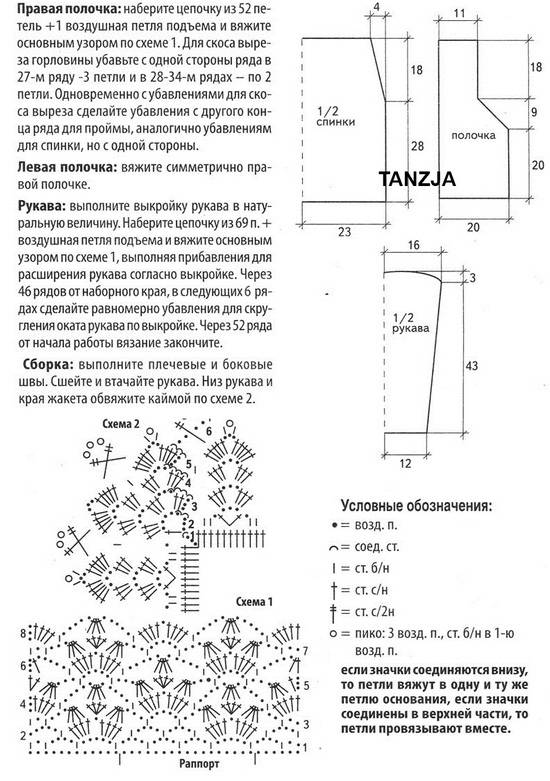 Женский кардиган крючком схемы и описание