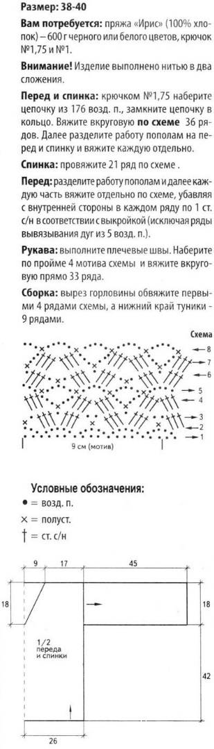 Туника на пляж крючком схемы