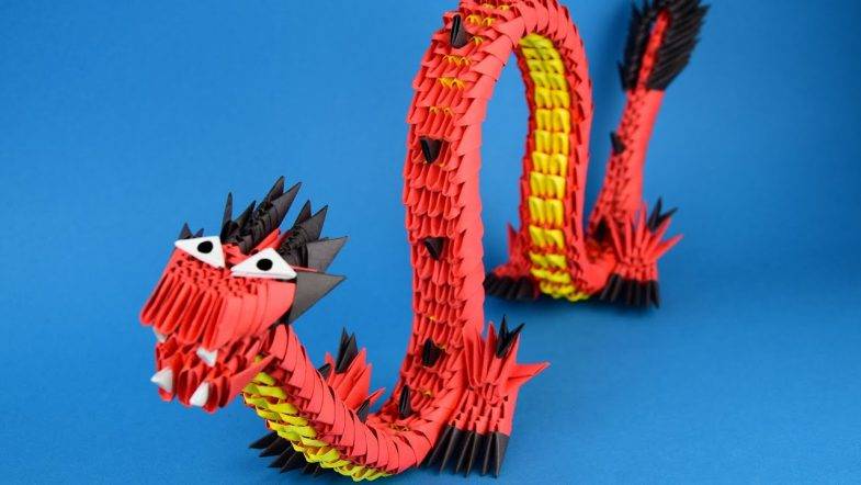 Дракон: модульное оригами, схема сборки с пошаговой инструкцией и мастер-классом
