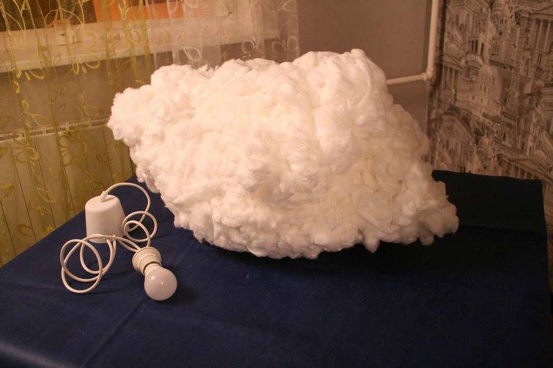 Как сделать объёмное облако. как сделать облака из ваты? после этого остается только закрепить снежинки на лампе при помощи прозрачных стяжек