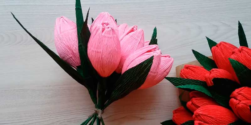 Тюльпаны своими руками из бумаги, атласных лент и ткани: мастер-классы с фото