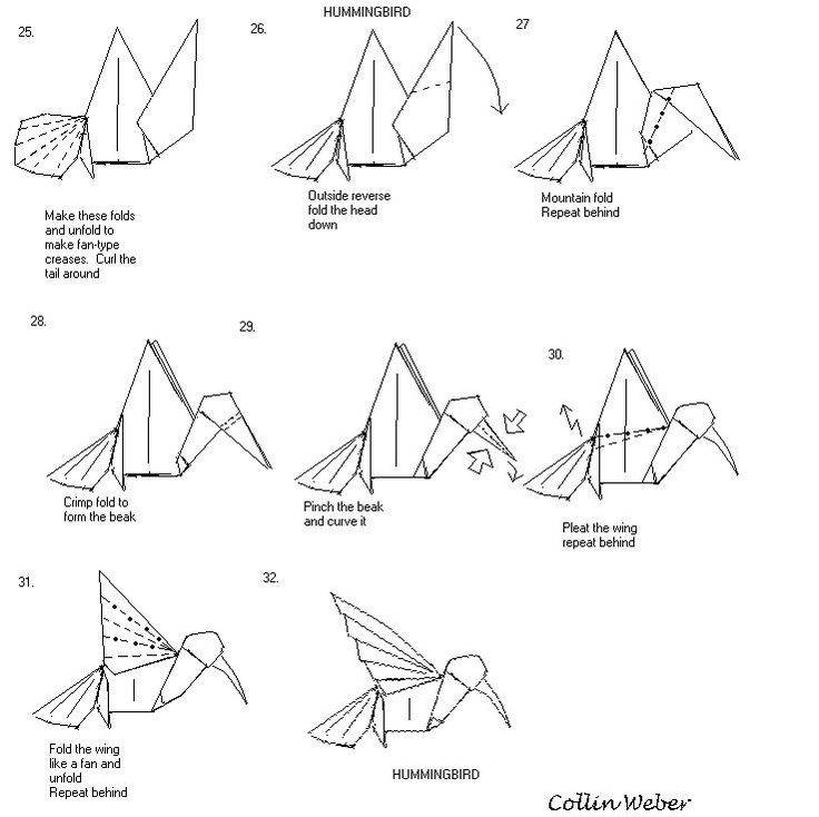 Схема птички оригами