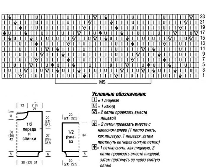 Свитер мохер спицами схема с описанием