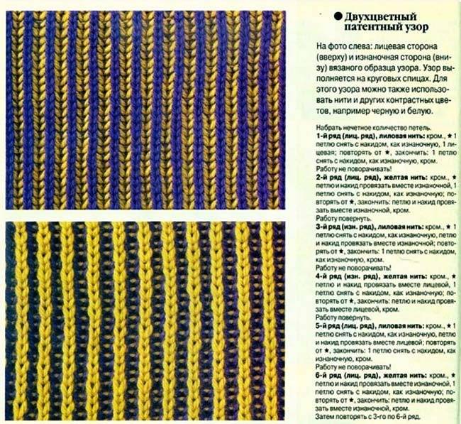 Вязание жемчужной полупатентной резинки спицами — 12 схем с видео