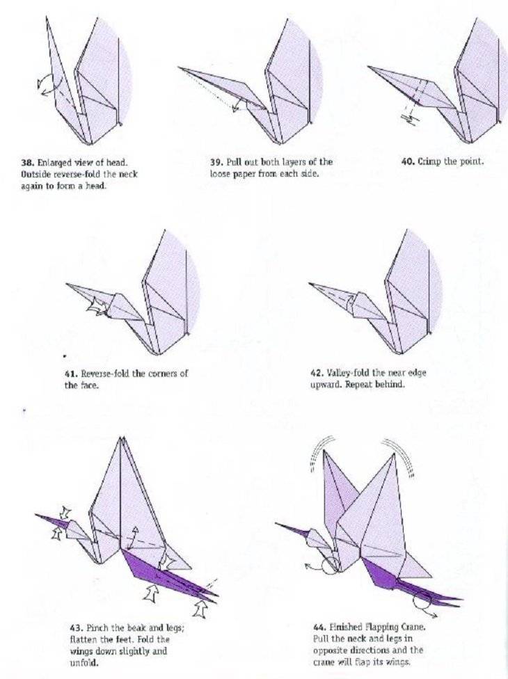 Схема оригами журавль из бумаги - 90 фото