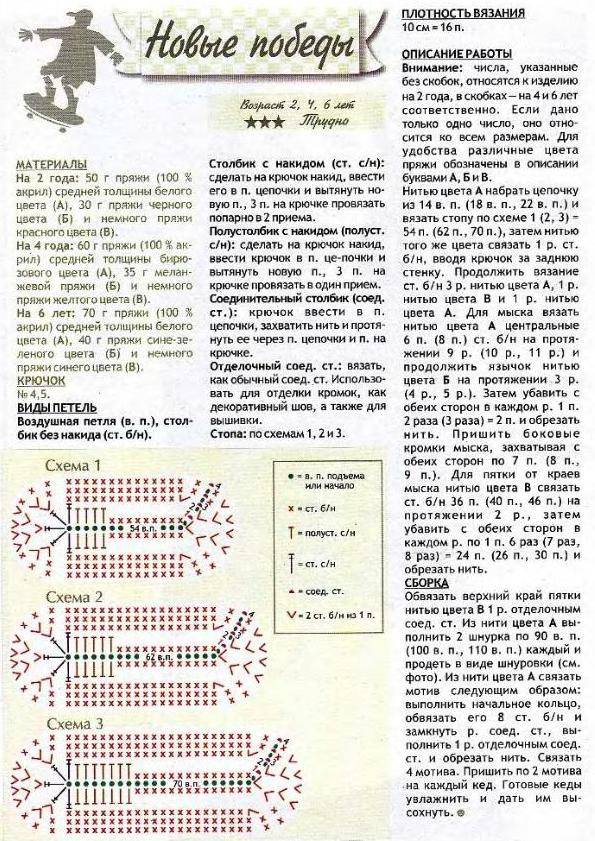 Как связать пинетки по схеме крючком