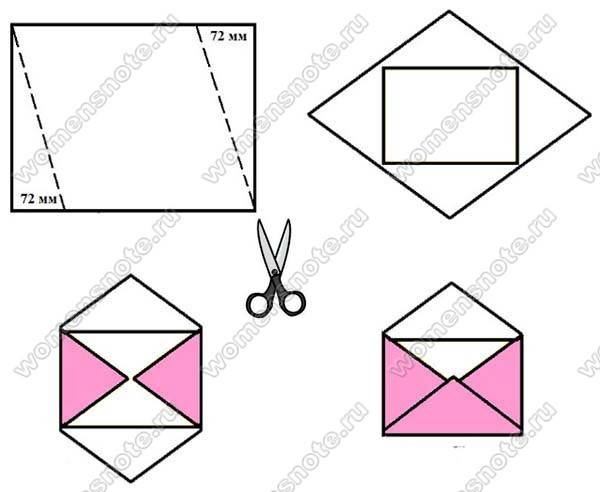 Как сложить конверт из бумаги схема пошагово