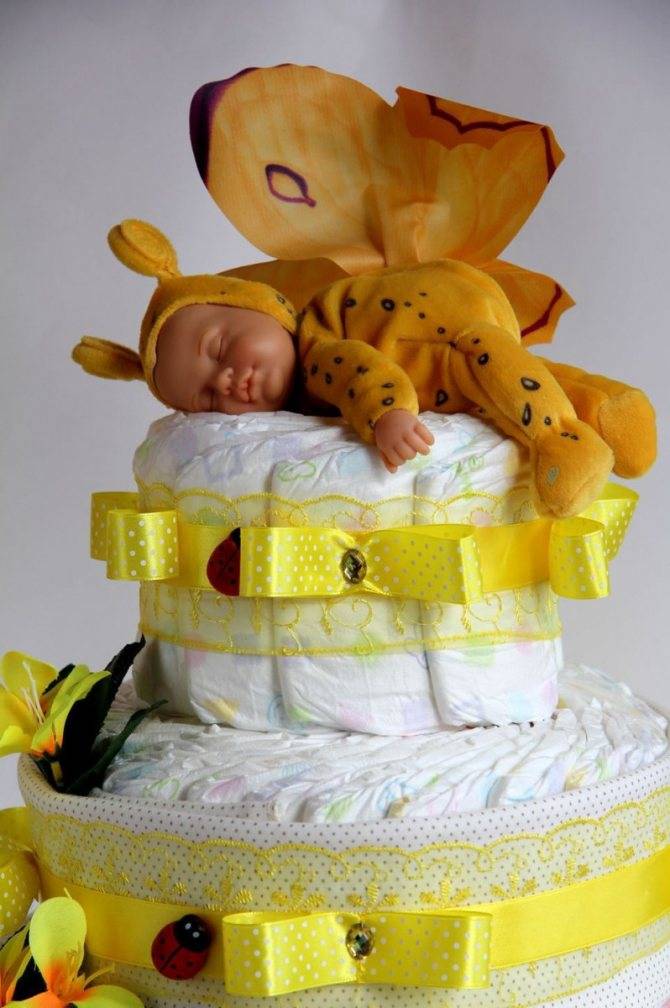 Готовим торт из памперсов своими руками: пошаговый мастер-класс как сложить подарок для новорожденных (100 фото)