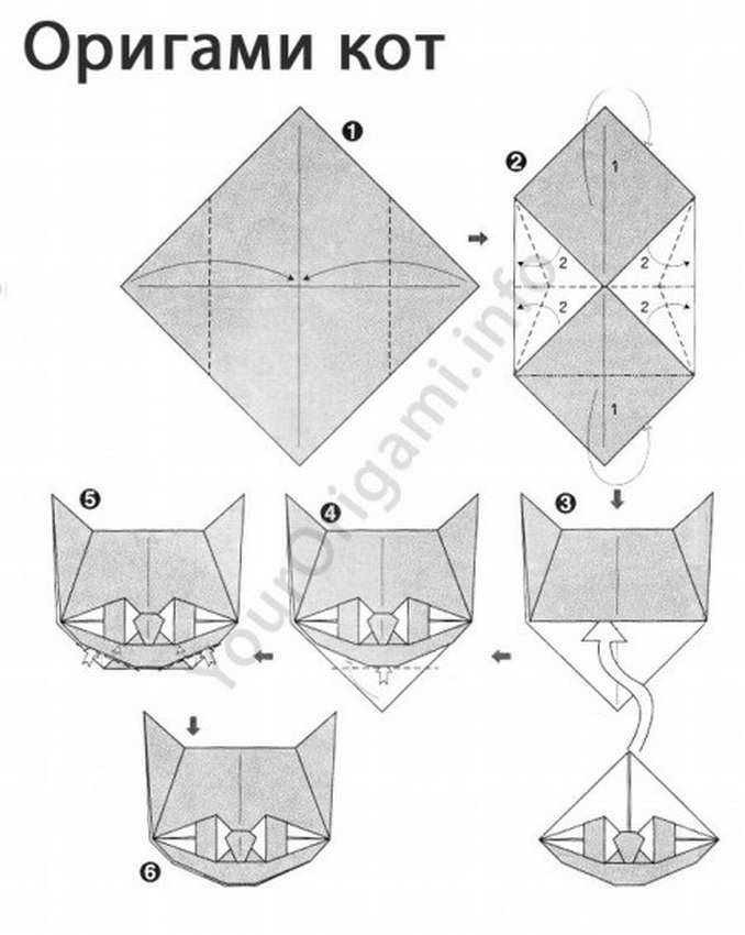 Как сделать оригами кошку | из бумаги для детей, видео, схема, мастер-класс